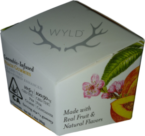 WYLD GUMMIES HYBRID 2:1 100MG CBD/THC (10PC) - Peach Gummies