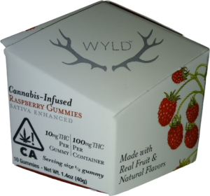 WYLD GUMMIES SATIVA 100MG THC (10PC) - Raspberry Gummies